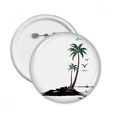 Imagem de Côqueiro Nuvem Gaivotas Praia Pinos Redondo Emblema Decoração Roupas 5 peças Presente