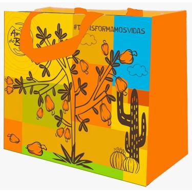 Imagem de Sacola retornavel de rafia ecobag  ca pra la - Amigos do bem Arvore