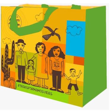 Imagem de Sacola retornavel de rafia ecobag  ca pra la - Amigos do bem Familia