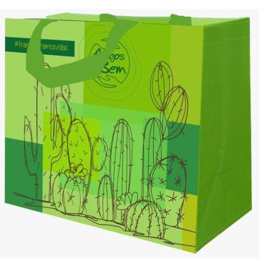 Imagem de Sacola retornavel de rafia ecobag  ca pra la - Amigos do bem cacto