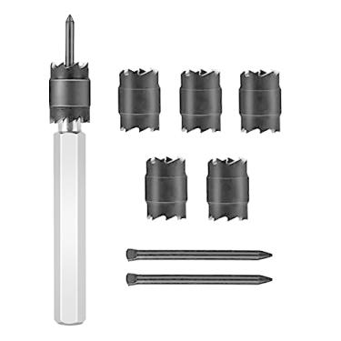 Imagem de Snsowed 9 PCS HSS Conjunto de broca de soldagem por ponto Broca de corte de solda por ponto Broca helicoidal 8 mm Broca de solda por ponto 3/8 Centro de perfuração de solda por ponto Serra hexagonal haste