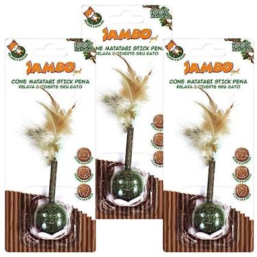 Imagem de Kit 03 Cone Catnip Matatabi Stick Pena Para Gatos Jambo Pet