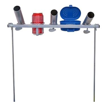 Imagem de SUPORTE DE CHÃO PARA VARAS DE PESCA CANECA P/03 VARAS DESMONTÁVEL C/PORTA LATA