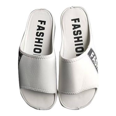 Imagem de Sandálias femininas de tecido de verão sandálias planas moda casual confortável ao ar livre sandálias de anabela larga para, Branco, 6