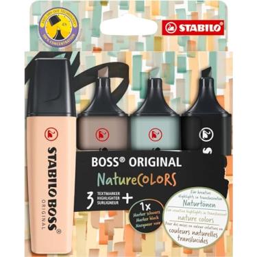 Imagem de Marca Texto – STABILO BOSS ORIGINAL NatureCOLORS – Estojo com 4 unidades – Beige, Warm Grey, Earth Green, Preto