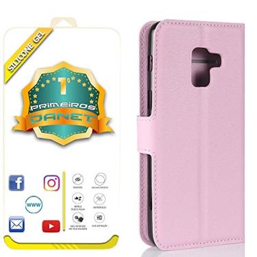 Imagem de Kit Capinha Carteira Galaxy A8 5.6 A530 Capa + Película Gel - Rosa