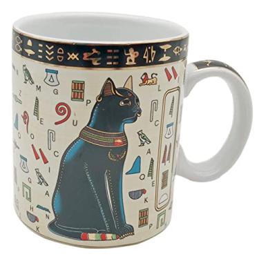 Imagem de Caneca de café egípcia grande xícara de chá caneca dourada de cerâmica egípcia cappuccino chá festa presente de dia das mulheres para escritório em casa 388 g/400 ml (bege preto)