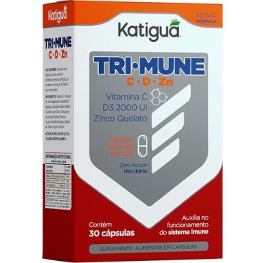 Imagem de KATIGUÁ Trimune Enriquecido Com Vitamina C + D3 2000 Ui & Zinco Quelato Sem Sabor Katiguá 30 Cápsulas De 500Mg Branco