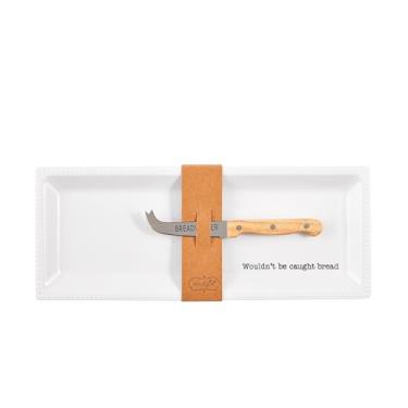 Imagem de Mud Pie Conjunto de bandejas de pão de melamina Circa; Bandeja 15 x 38 cm | Faca 23 cm