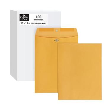 Imagem de Quality Park Envelopes com fecho de 25 x 33 cm, adesivo ativado por umidade para vedação permanente permanente, papel de 12,7 kg, kraft marrom, 100/caixa (QUA37897)