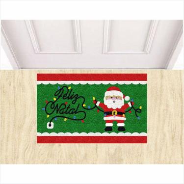 Imagem de Tapete Capacho Feliz Natal Pisca Pisca e Papai Noel 60X40 cm