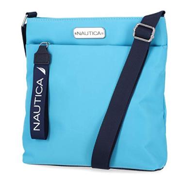 Imagem de Nautica Bolsa feminina feminina Diver Nylon pequena com alça de ombro ajustável, Scuba Blue, One Size