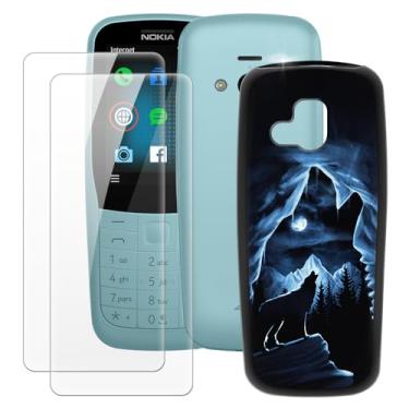 Imagem de MILEGOO Capa para Nokia 220 4G + 2 peças protetoras de tela de vidro temperado, capa ultrafina de silicone TPU macio à prova de choque para Nokia 220 (2,4 polegadas)