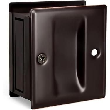 Imagem de HOMOTEK Pacote com 4 puxadores de porta de bolso de privacidade sem placa de interruptor - substitua a porta deslizante de passagem antiga ou danificada, sem trava rápida e facilmente, 6,5 cm x 6,3