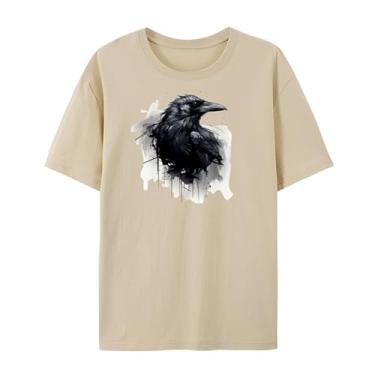 Imagem de Qingyee Camisetas Gothic Black Crow, Black Raven Camiseta com estampa Blackbird para homens e mulheres., Corvo e areia, PP