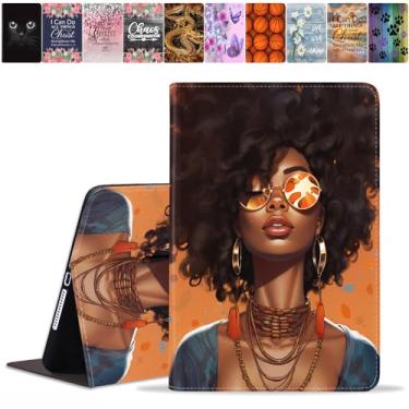 Imagem de DEHJYYIJUY Capa para iPad 9,7 2018/2017, iPad Air/Air 2, capa inteligente fina de couro PU com despertar/hibernar automático para iPad 6ª/5ª geração de 9,7 polegadas, mulheres afro-americanas