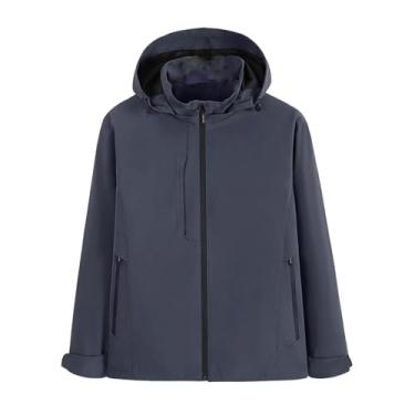 Imagem de Jaqueta masculina leve, corta-vento, elástico, com capuz, capa de chuva, cor sólida, casaco de ciclismo, Cinza escuro, 3G