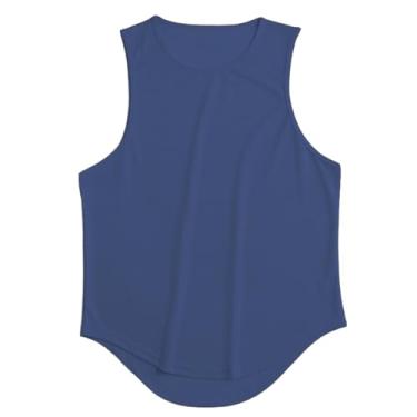 Imagem de Camiseta regata masculina Active Vest Body Building Muscle Fitness com ajuste solto para treino, Azul-escuro, 3G