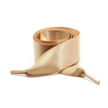 Imagem de Silk Satin Shoelaces Width Ribbon Flat Laces Women Boots Sneakers Shoelace Shoe Accessories (Color : Khaki, Size : 120cm)