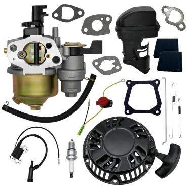 Imagem de Strongthium Kit de carburador de peças de ajuste Predator 212 para 196cc 200cc 212cc 224cc + partida de puxar + bobina + conjunto de filtro de ar + vela de ignição + molas do acelerador + juntas