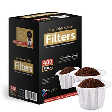 Imagem de Filtros de café descartáveis, 400 unidades de filtro de café de papel para cafeteiras Keurig dose única 1.0 e 2.0 compatível com todas as marcas, filtro reutilizável K Cup, branco