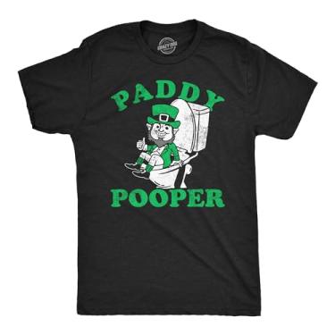 Imagem de Camisetas engraçadas do Dia de São Patrício para homens camisetas de festa para St Pats, camisetas engraçadas para beber, Preto mesclado - Paddy Pooper, XXG