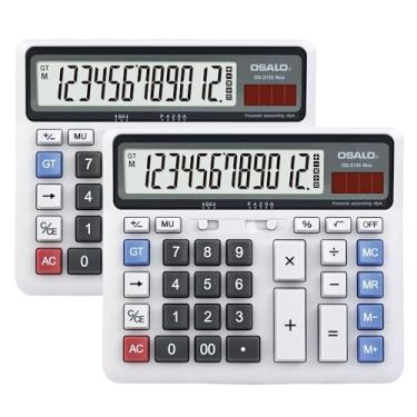 Imagem de Calculadora de mesa, visor LCD extra grande, botão de computador, calculadora de contabilidade de 12 dígitos (OS-2135 Pro-2 peças)