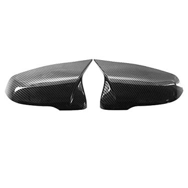 Imagem de Riloer 1 par de carcaça de espelho de asa de carro, fibra de carbono, tampas de espelho retrovisor, capas de espelho lateral, compatível com BMW Série 1 F52 X1 F48 F49 F52 2016-2019