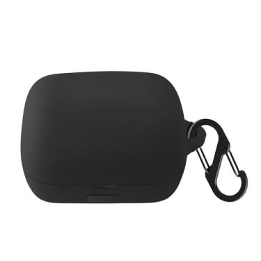 Imagem de HXFRTYU Capa compatível com Sony LinkBuds WF-L900, capa protetora de silicone macio à prova de choque com acessórios mosquetão, preta