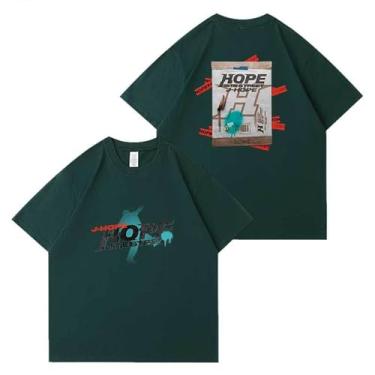 Imagem de Camiseta Hope On The Street Album Merchandise for Fans Star Style J-Hope Camiseta estampada algodão gola redonda manga curta, Verde escuro, G