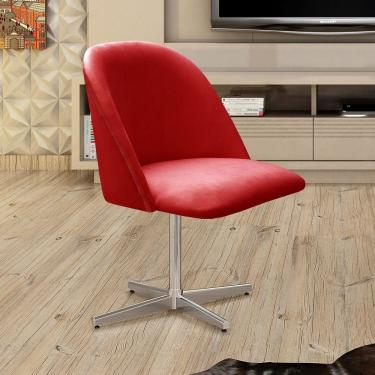 Imagem de Poltrona Decorativa Gaia Giratória Metal para Sala, Quarto, Recepção Vermelho
