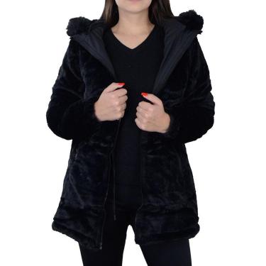 Imagem de Jaqueta Feminina Pellini Parka Pele Dupla Face Preta - GD3040A-Feminino