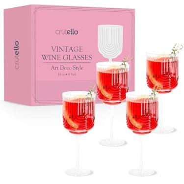 Imagem de Conjunto de taças de vinho vintage com nervuras de 118 a 400 ml, vidro Art Déco exclusivo para coquetéis fofos ou bebidas divertidas de Mocktail