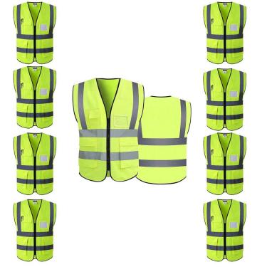 Imagem de Colete Refletivo Faixa Sinalizadora Kit 11 Uni Blusao Fluorescente Segurança EPI Trabalho Obra Construçao Sinalizaçao