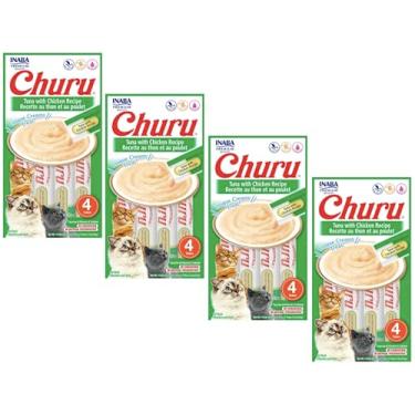 Imagem de Kit 04 Churu Petisco Para Gatos Vários Sabores Escolher Inaba - 16 Tubetes (Kit 4 unid. (16 Tubetes), Atum com Frango)