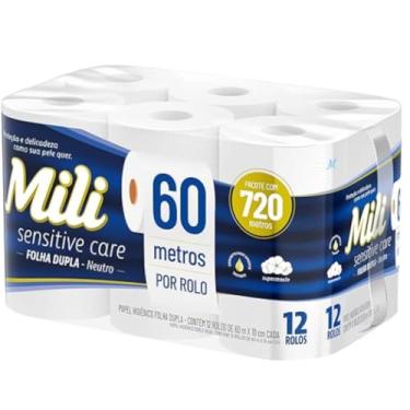 Imagem de Mili Papel Higiênico Folha Dupla 12Rolos 60 Metros