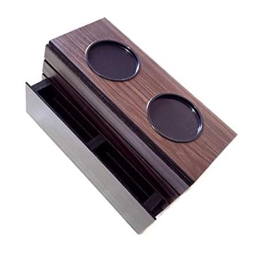 Imagem de Bandeja/Esteira Porta Copos para Braço de Sofá - Madeira Tabaco, Kit com 01 porta controle e 01 tradicional