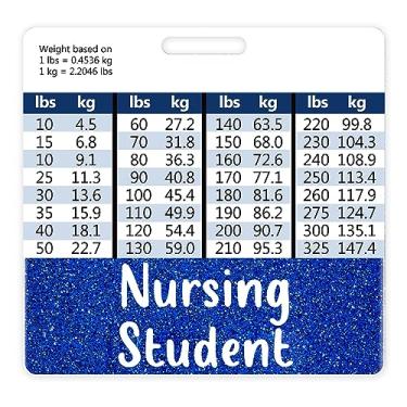 Imagem de Plifal Emblema de estudante de enfermagem suporte de cartão de amigo acessórios de enfermagem azul horizontal identificação identificação nome identificação identificação presentes de trabalho de enfermeira W tabela de conversão de altura e peso