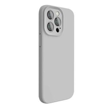 Imagem de Capa para iPhone 15 Pro: Capa protetora completa de silicone líquido para Apple iPhone 15 Pro à prova de choque com recorte preciso Untra Thin (cinza)