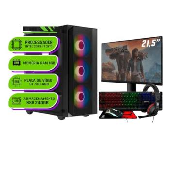 Imagem de PC Gamer Completo Alligator Shop Intel i7 3770, GeForce GT 730 4GB, Memoria 8GB DDR3, SSD 240GB, Monitor 21,5 Polegadas