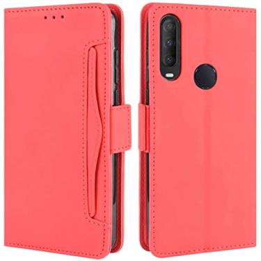 Imagem de Capa para Alcatel 1V 2020, Alcatel 1S 2020, capa carteira de couro flip à prova de choque magnética com suporte para cartão para Alcatel 3L 2020 (vermelho)
