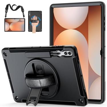 Imagem de Capa para Samsung Galaxy Tab S9 Ultra 2023: 3 Camadas Rugged Military Grade Caso à prova de choque para Tab S8 Ultra 14,6 polegadas com 360 ° Swivel Stand - Punho - Pulseira de Ombro - S Pen Holder