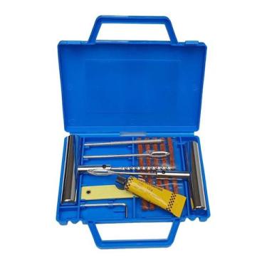 Imagem de Kit Reparo Emergencial Pneus de Carro e Moto Tipo Maleta C/ 12 Peças -
