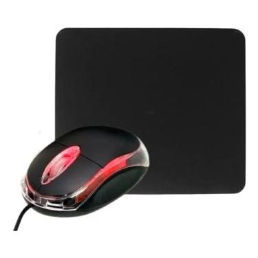 Imagem de Mouse USB Exbom c Mouse Pad Preto