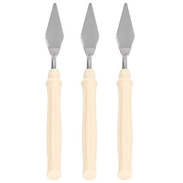 Imagem de Faca de Paleta de 3 Peças, Conjunto de Faca de Pintura de Aço Inoxidável, Faca de Paleta de Espátula Flexível Facas de Artista de Metal Faca de Mistura de Cores Ferramentas de
