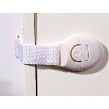 Imagem de 10 Trava Segurança Bebê Multiuso Flexível Gavetas Geladeira - Branca -