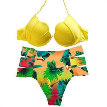 Imagem de Biquíni Sereia Concha Com Bojo Cintura Alta Moda Praia Feminino Lançam