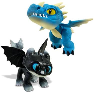 Imagem de Kit com 2 Bonecos Dragões de Brinquedo Tempestade e Dusk - Pupee, Kit 