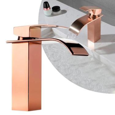 Imagem de Torneira Banheiro Cascata Baixa Quadrada Monocomando - Swanton, Bronze
