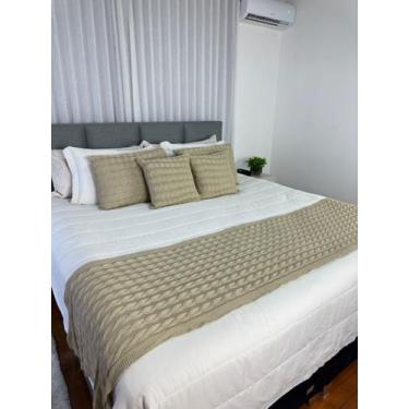 Imagem de Kit Peseira Tricot Trança Cama Casal Queen King + 4 Capas - Calu Trico